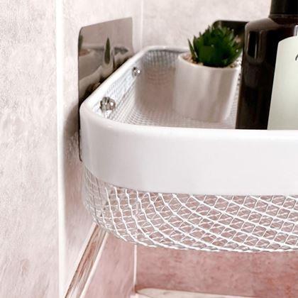 Imaginea din Etajeră metalică de colț cu montare adezivă