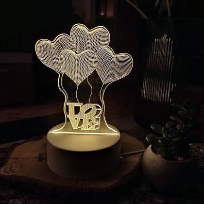 Imaginea din Lampă decorativă 3D  -  inimioare