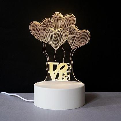 Imaginea din Lampă decorativă 3D  -  inimioare