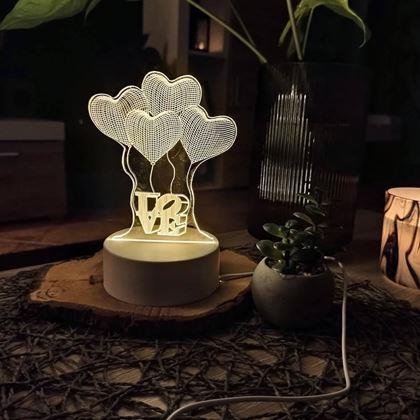 Imaginea din Lampă decorativă 3D  -  inimioare