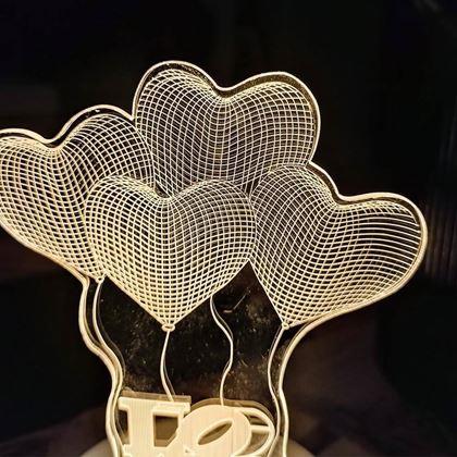 Imaginea din Lampă decorativă 3D  -  inimioare