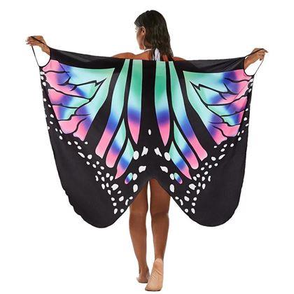 Imaginea din Rochie de plajă - aripi cu fluturi  -  L-XL - albastru