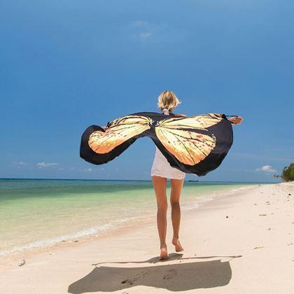 Imaginea din Rochie de plajă/tunică peste costum de baie aripi de fluture -  L-XL - galbene 