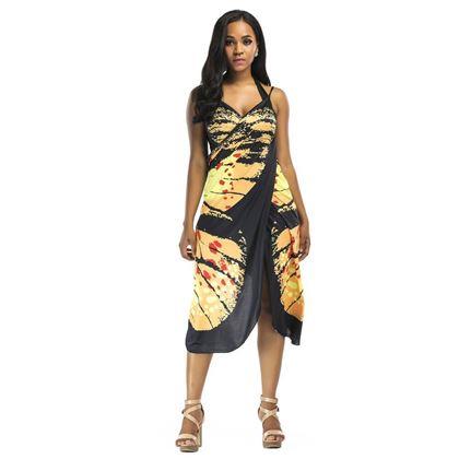 Imaginea din Rochie de plajă/tunică peste costum de baie aripi de fluture -  L-XL - galbene 