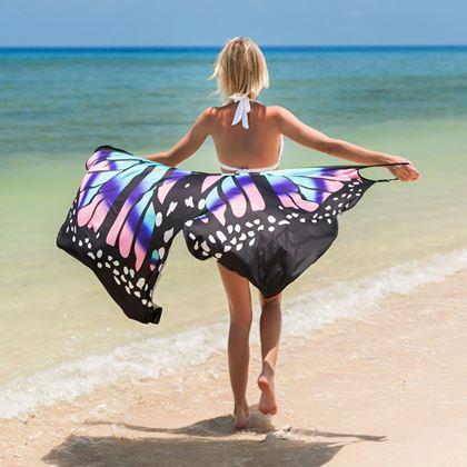 Imaginea din Rochie de plajă/tunică peste costum de baie aripi de fluture -  L-XL - albastru