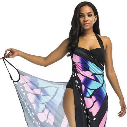 Imaginea din Rochie de plajă/tunică peste costum de baie aripi de fluture -  L-XL - albastru
