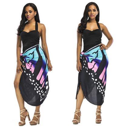 Imaginea din Rochie de plajă - aripi cu fluturi  -  L-XL - albastru