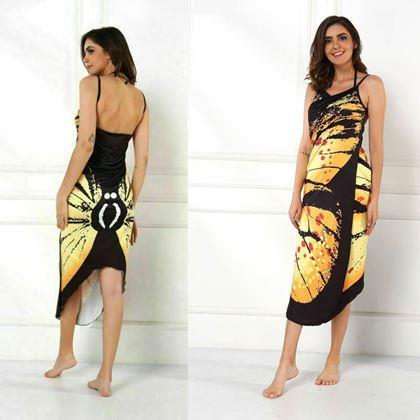 Imaginea din Rochie de plajă - aripi cu fluturi  -  L-XL - galbene 