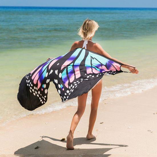 Imaginea din Rochie de plajă/tunică peste costum de baie aripi de fluture -  XS-M - albastru