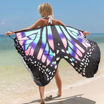 Imaginea din Rochie de plajă/tunică peste costum de baie aripi de fluture -  XS-M - albastru