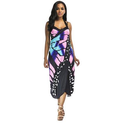 Imaginea din Rochie de plajă/tunică peste costum de baie aripi de fluture -  L-XL - albastru