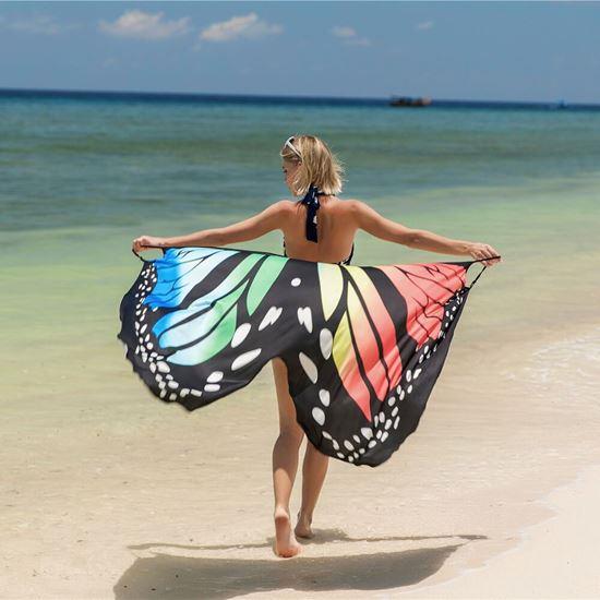 Imaginea din Rochie de plajă/tunică peste costum de baie aripi de fluture -  XS-M - colorate