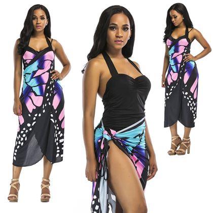 Imaginea din Rochie de plajă/tunică peste costum de baie aripi de fluture -  L-XL - albastru