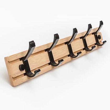 Imaginea din Cuier din lemn cu 5 cârlige metalice 50 cm