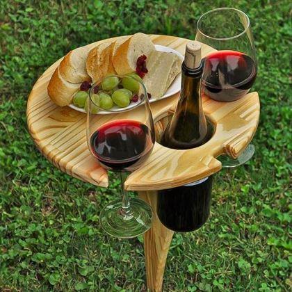 Imaginea din Masa de vin plianta cu suporturi pentru pahare