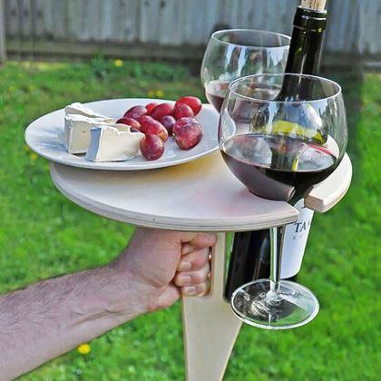 Imaginea din Masa de vin plianta cu suporturi pentru pahare
