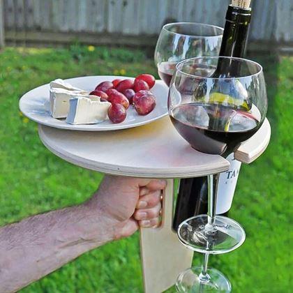 Imaginea din Masa de vin plianta cu suporturi pentru pahare