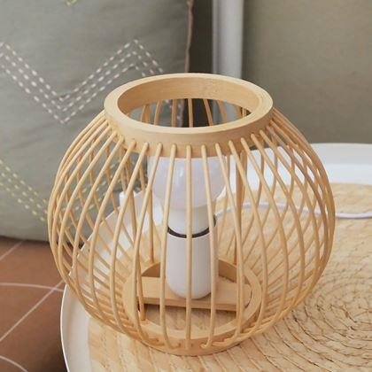 Imaginea din Lampă de masă din bambus cu bec LED, alb cald