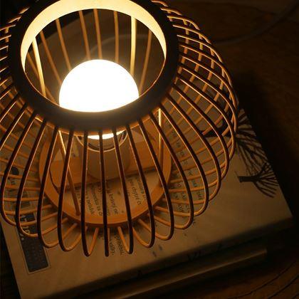 Imaginea din Lampă de masă din bambus cu bec LED, alb cald