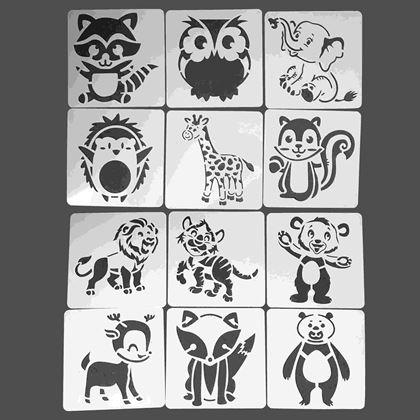 Imaginea din Modele de animale pentru pictura 13x13 cm 12 buc