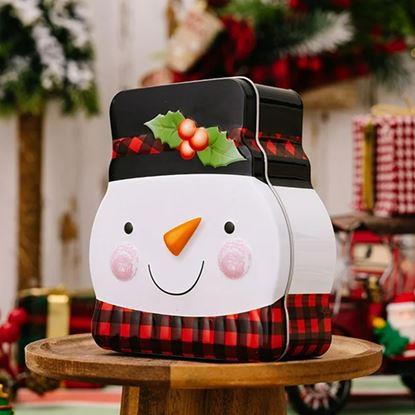 Imaginea Cutie din tablă pentru prăjituri de Crăciun - om de zăpadă