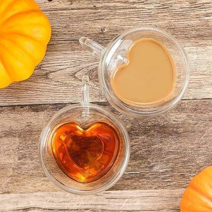 Imaginea din Cană din sticlă cu perete dublu - inimioară