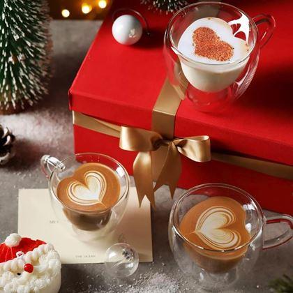 Imaginea din Cană din sticlă cu perete dublu - inimioară