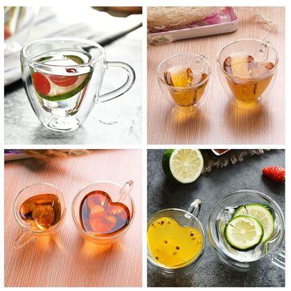 Imaginea din Cană din sticlă cu perete dublu - inimioară