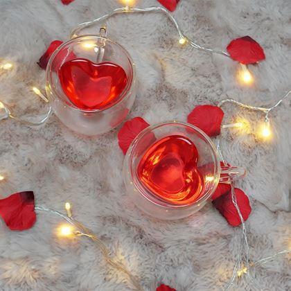 Imaginea din Cană din sticlă cu perete dublu - inimioară