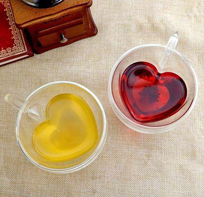 Imaginea Cană din sticlă cu perete dublu - inimioară