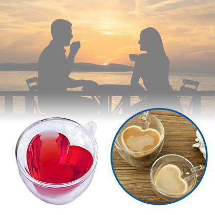 Imaginea din Cană din sticlă cu perete dublu - inimioară