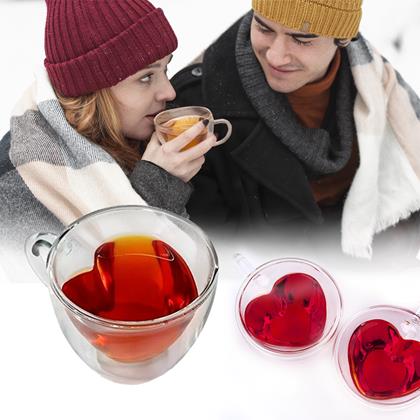 Imaginea din Cană din sticlă cu perete dublu - inimioară