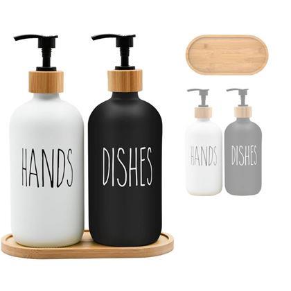 Imaginea din Set de dozatoare cu pompă pentru săpun și detergent pe tavă