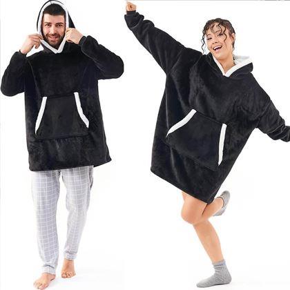 Imaginea din Pătură cu mâneci confortabilă  -  neagră