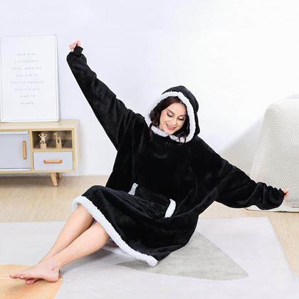 Imaginea din Pătură cu mâneci confortabilă  -  neagră