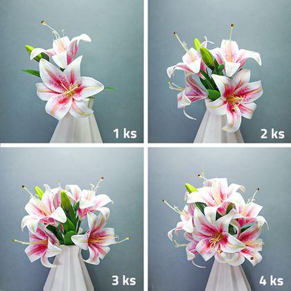 Imaginea din Buchet artificial de crini - roz rozaliu cu dungi