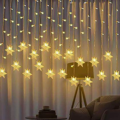 Imaginea din Lanțul de lumini suspendat cu fulgi de zăpadă  -  lumină caldă