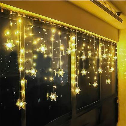 Imaginea din Lanțul de lumini suspendat cu fulgi de zăpadă  -  lumină caldă