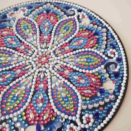 Imaginea din Pictură cu diamante lampă LED mandală  -  albastru violet