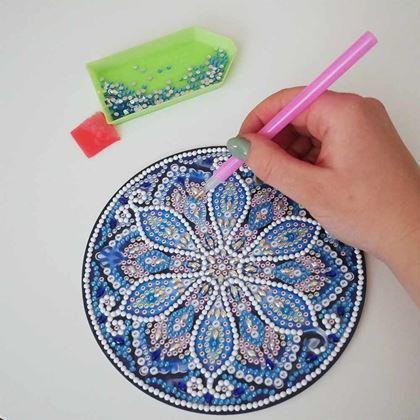 Imaginea din Pictură cu diamante lampă LED mandală  -  albastru violet
