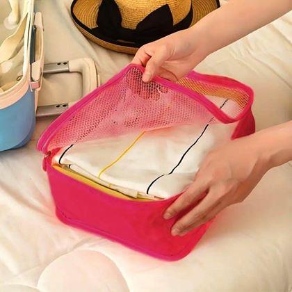 Imaginea din Set organizatoare de călătorie pentru bagaj – albastru deschis -  roz portocaliu