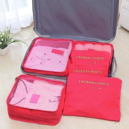 Imaginea din Set organizatoare de călătorie pentru bagaj – albastru deschis -  roz portocaliu