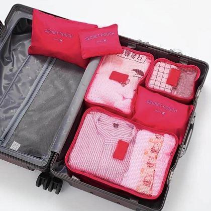 Imaginea din Set organizatoare de călătorie pentru bagaj – albastru deschis -  roz portocaliu