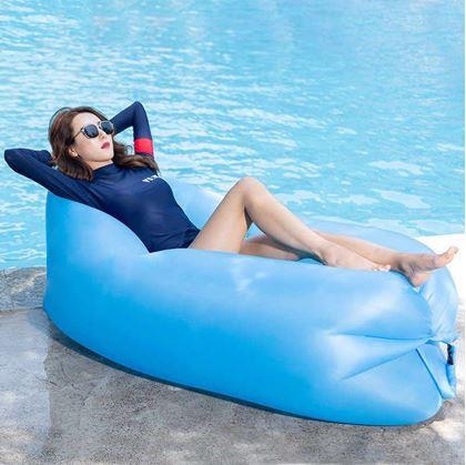 Imaginea din Lazy bag gonflabil, cu două straturi  -  albastru