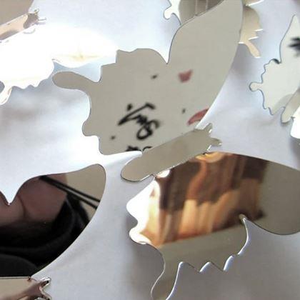 Imaginea din Oglindă decorativă fluturi 12 buc  -  argintiu