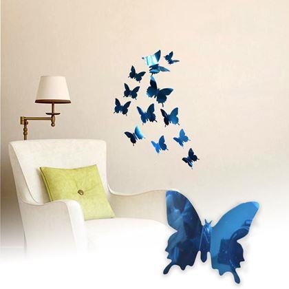 Imaginea din Oglindă decorativă fluturi 12 buc  -  albastru