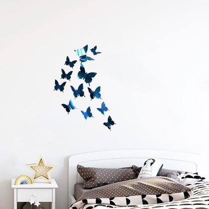 Imaginea din Oglindă decorativă fluturi 12 buc  -  albastru