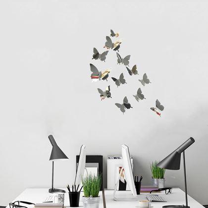 Imaginea din Oglindă decorativă fluturi 12 buc  -  argintiu