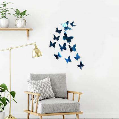 Imaginea din Oglindă decorativă fluturi 12 buc  -  albastru