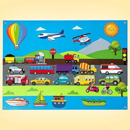 Imaginea din Placă didactică din pâslă pentru copii - mijloace de transport